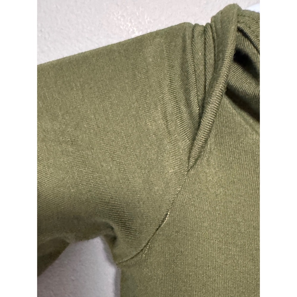 Caden Lane Knotted Baby Gown Olive Green Bamboo Henley Mitten Cuffs 7-14lbs - Picture 4 of 8